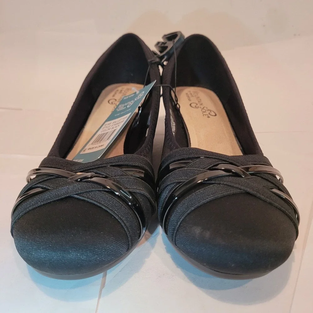 Mountain Sole by White Mountain Women's Black Wedge Ballet Flats Size‎ 10W